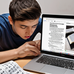 ** A student intensely focused on their laptop, surrounded by scattered notes and open textbooks. A progress bar on the screen is almost full. The scene conveys a sense of dedication and effort in completing an online course.

**
