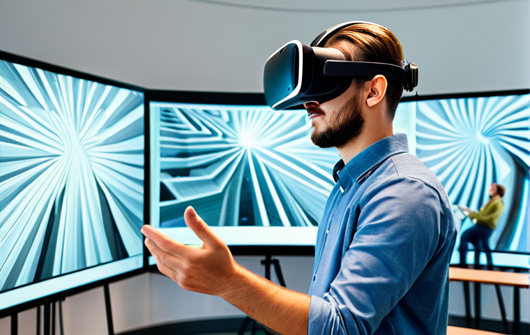 A professional, diverse group of adult students, fully clothed in modest, contemporary attire, actively engaged in an immersive virtual learning environment. One student wears a sleek VR headset, exploring a historical site, while another interacts with a holographic projection of complex data. The background is a modern, light-filled digital classroom, showcasing dynamic screens and interactive interfaces, emphasizing personalized, cutting-edge education. safe for work, appropriate content, fully clothed, professional, perfect anatomy, correct proportions, natural pose, well-formed hands, proper finger count, natural body proportions, professional photography, high quality.